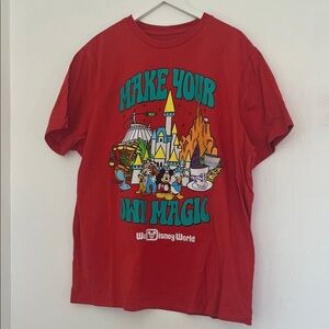 Disney Red T-Shirt with Theme Park Design